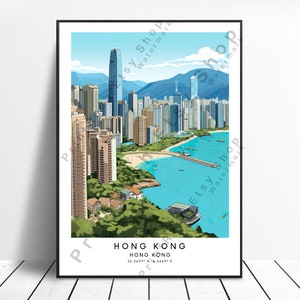 Hong Kong Travel Print Hong Kong Poster Hong Kong Wall Print Minimalist Hong Kong Art Print Hong Kong Artwork Hong Kong Gift Print