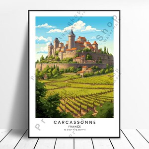 Impresión de viaje de Carcassonne Póster de Carcassonne Arte de pared Impresión de Carcassonne Francia Colgante de pared Arte de Carcassonne Regalo colorido