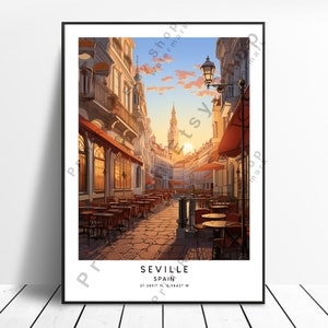 Seville Spain Travel Print Wall Art Seville Poster Minimalist Seville Wall Print Home Décor Seville Wall Poster Seville Wall Hanging Gift