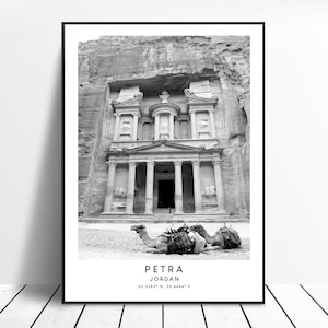 Famous Petra Jordan Travel Print Black and White Petra Print The Treasury Poster Minimalist Petra Jordan Wall Art Petra Wall Print Gift Art