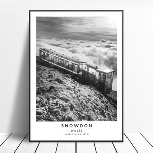 Impressão do Parque Nacional Snowdonia Snowdon Poster Minimalista Snowdon Wall Art Snowdon Railway Print Yr Wyddfa Print