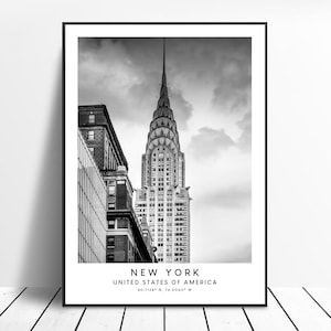 New York Travel Print Black and White New York Crystal Building Print  Minimalist New York Wall Art New York Poster New York Gift Art