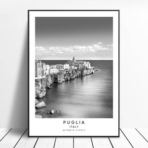 Puglia Travel Print Black and White Puglia Poster Puglia Italy Print Puglia Wall Art Minimalist Puglia Wall Poster Apulia Print Gift Art