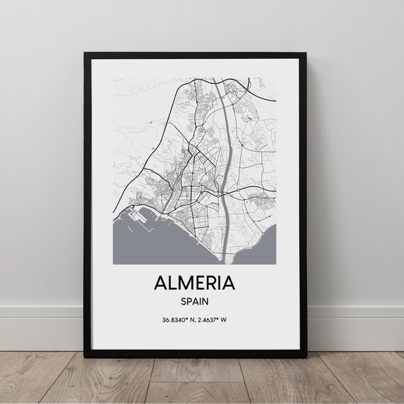 Almeria City Map Print Almeria Map Poster Almeria Spain Travel Etsy