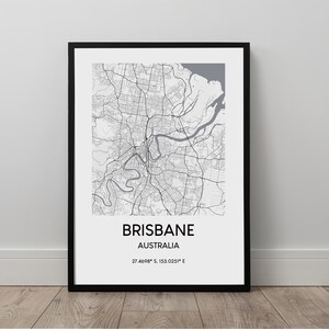 Brisbane City Map Print Brisbane Map Poster Brisbane Australie Imprimer Minimaliste Brisbane Wall Art Brisbane Travel Art Brisbane Carte cadeau