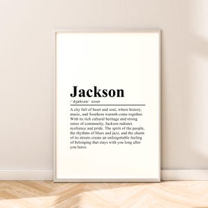 Jackson Mississippi Travel Print Jackson Wall Art Jackson Print Wall Hanging Jackson Poster Jackson Art Home Décor Gift Dictionary Print