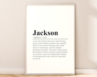 Jackson Mississippi Travel Print Jackson Wall Art Jackson Print Wall Hanging Jackson Poster Jackson Art Home Décor Gift Dictionary Print