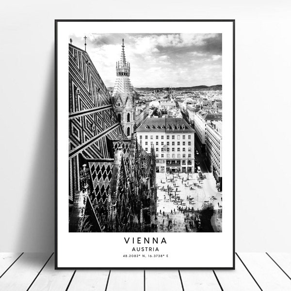 Vienna Travel Print Vienna Wall Art Black and White Vienna Poster Minimalist Vienna Austria Print Vienna Wall Print Vienna Gift Art