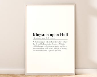 Kingston upon Hull Print, Minimalist Wall Art, Gift