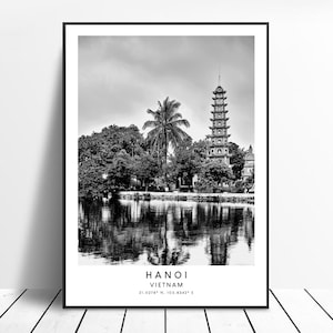 Hanoi Travel Print Black and White Hanoi Poster Buddhist Temple Print Hanoi Minimalist Wall Art Hanoi Home Décor Hanoi Vietnam Gift Print