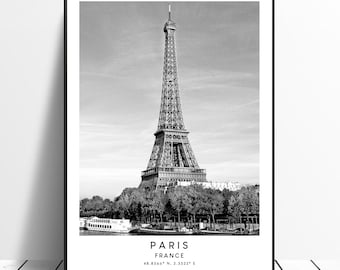 Paris França Impressão Preto e Branco Paris Poster Torre Eiffel Impressão Minimalista Paris Arte de Parede Paris Art Décor Paris Impressão de Parede Impressão de Presente