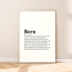 Zwitserland Travel Print Bern Definition Poster Bern Wall Art Bern Wall Print Minimalistische Bern Poster Bern Home Decor Minsk Kerstcadeau