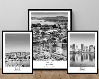 Oslo City Print Oslo Wall Art Black and White Oslo Poster Oslo City Home Décor Minimalist Oslo Art Print Oslo Norway Print Oslo Gift Art