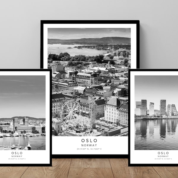 Oslo City Print Oslo Wall Art Black and White Oslo Poster Oslo City Home Décor Minimalist Oslo Art Print Oslo Norway Print Oslo Gift Art