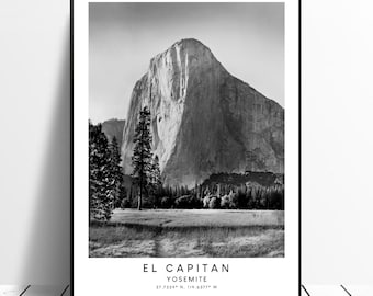 El Capitan Print Black and White El Capitan Poster Minimalist El Capitan Wall Art El Capitan Art Poster El Capitan Wall Print Gift Art