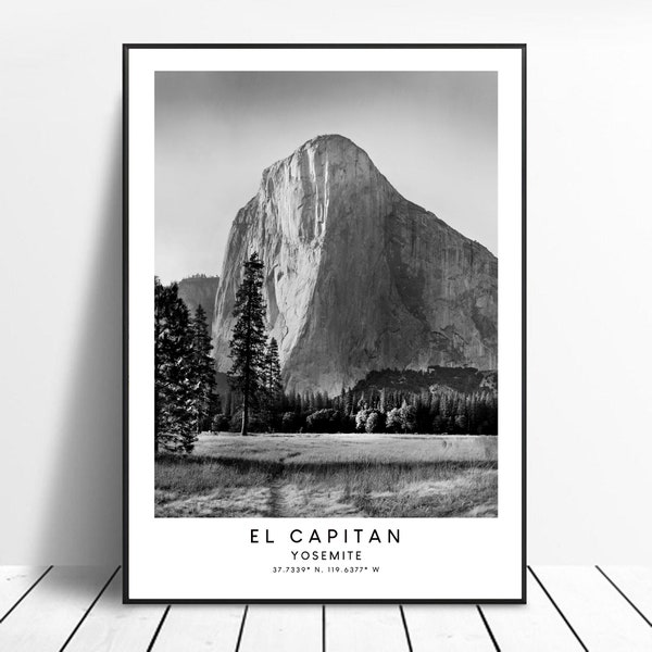 El Capitan Print Black and White El Capitan Poster Minimalist El Capitan Wall Art El Capitan Art Poster El Capitan Wall Print Gift Art