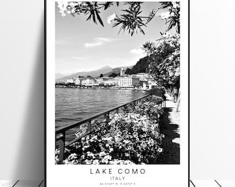 Lake Como Print Lake Como Italy Poster Lake Como Travel Print Lake Como Home Décor Black and White Lake Como Art Print Lake Como Gift Poster