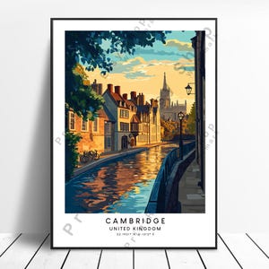 Cambridge Reise-Druck Wandkunst Fallsheim-Wand-Plakat Home Dekor Cambridge England Druck Illustration Kunst Fluss Cam Druck