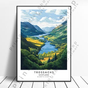 Trossachs Scotland Illustration Art Scotland Travel Poster Home Décor Trossachs Wall Print Colourful Trossachs Poster Nature Art Gift