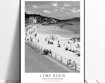 Lyme Regis Travel Print Black and White Lyme Regis Poster Minimalist Lyme Regis Wall Art Lyme Regis United Kingdom Print Lyme Regis Gift Art