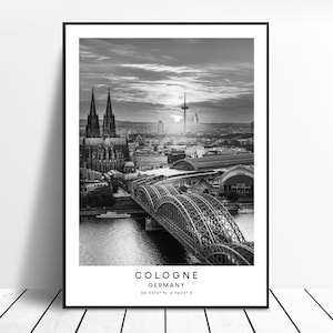 Cologne Travel Print Cologne Germany Poster Black and White Cologne City Print Cologne Minimalist Wall Art Décor Cologne Gift Print