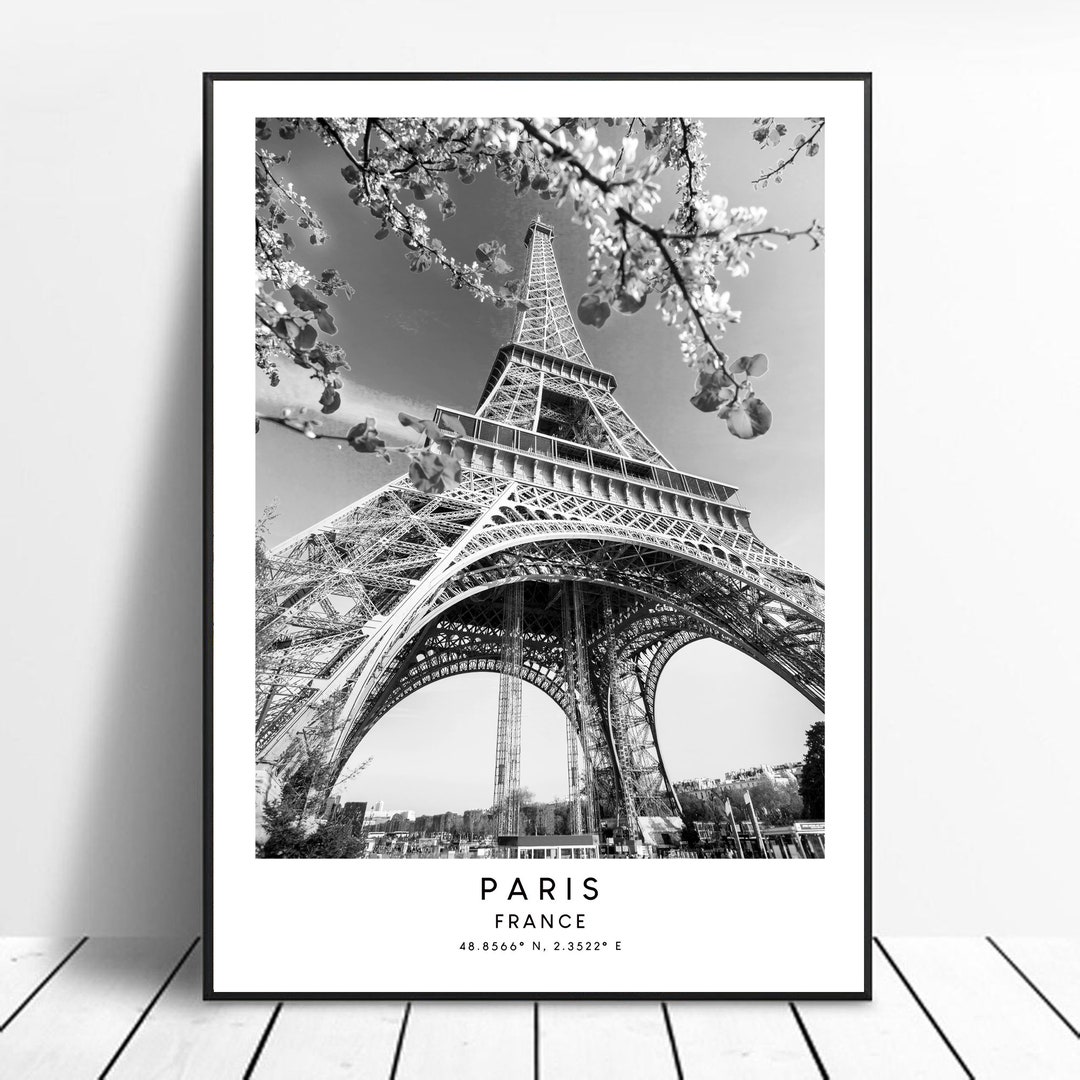 Paris Travel Print Black and White Paris Poster Eiffel Tower Print