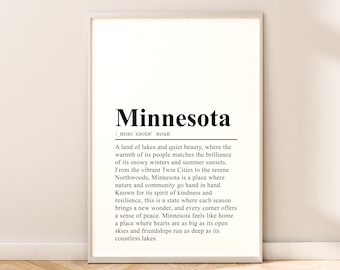 Minnesota Travel Print Minnesota Poster Definition Print Minnesota Wall Art Minnesota Wall Print Minimalist Minnesota Wall Quote Décor Gift
