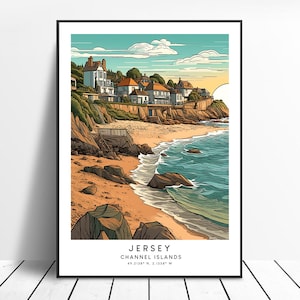 Jersey Travel Print Colourful Jersey Poster Abstract Jersey Print Minimalist Jersey Wall Art Jersey Channel Islands Print Jersey Gift Poster