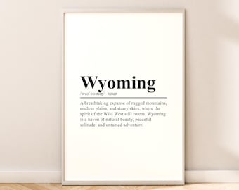Wyoming Travel Print Wall Art Wyoming Poster Wyoming Print Minimalist Wyoming Wall Print Wyoming State Wall Décor Gift Art
