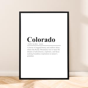 Colorado Travel Print Wall Art Colorado Poster Dictionary Print Wall Décor Colorado Wall Poster Home Art Wall Quote Gift Definition Poster