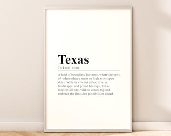 Texas Travel Print Texas Wall Art Texas Poster Wall Hanging Texas Print Texas Art Décor Minimalist Texas US State Art Texas Gift Print
