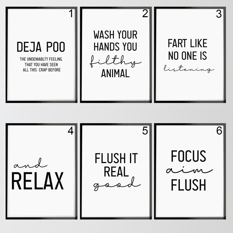 Bathroom Prints Minimalist Wall Art Décor Typography Poster image 2