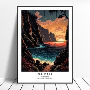 Na Pali voyage imprimé coloré Na Pali affiche abstraite Napali impression minimaliste Na Pali Wall Art Na Pali Art Print Na Pali cadeau affiche