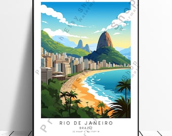 Rio de Janeiro Drukuj Kolorowy plakat Rio de Janeiro Rio de Janeiro Druk na ścianie Rio de Janeiro Sztuka ścienna Rio Druk podróżny Wiszący prezent na ścianę
