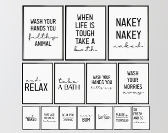 Bathroom Prints Minimalist Wall Art Décor Typography Poster