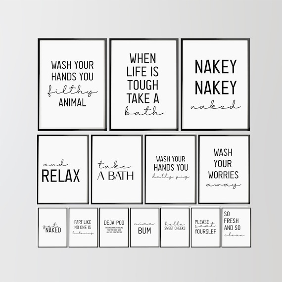 Bathroom Prints Minimalist Wall Art Décor Typography Poster