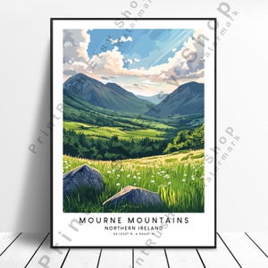 Mourne Mountains Northern Ireland illustration Mourne Mountains Art Northern Ireland Travel Poster Artwork Mourne Mountains Print Mournes
