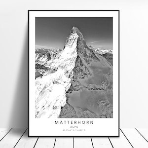 Impressão da montanha Matterhorn Impressão dos Alpes Pôster minimalista do Matterhorn Arte de parede do Matterhorn Impressão do Matterhorn Impressão de viagem do Matterhorn Arte para presente