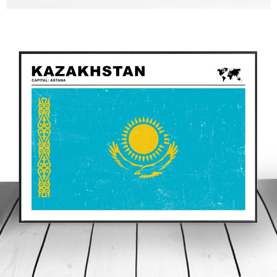 Kasachstan Flagge Druck Kasachstan Vertikale Flagge Druck -  Österreich