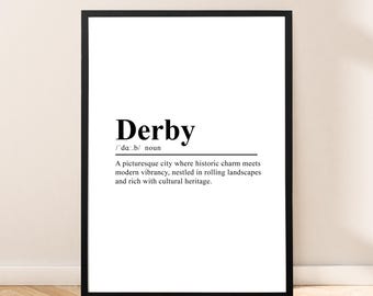 Derby Travel Print Derby Wall Art Derby Poster Wall Hanging Derby England Minimalist Derby Wall Print Derby Home Decor Derby Gift Poster