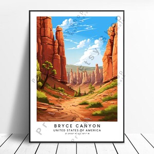 Bryce Canyon National Park Travel Print  Bryce Canyon Poster Colourful Wall Art  Bryce Canyon Wall Hanging Home Décor Bryce Canyon Print