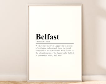 Resetryck i Belfast Belfast-affisch Belfast-definitiontryck Belfast-väggkonst Belfast-väggtryck Minimalistisk Belfast-tryck Heminredning Gåva
