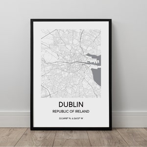 Dublin Karte Druck Dublin Irland Karte Dublin Wandkunst Dublin Poster Dublin Reisedruck Schwarz Weiß Dublin Kunstdruck Dublin Geschenk Poster