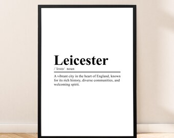 Leicester Print Wall Art Leicester Poster Wall Hanging Leicester Travel Print Minimalist Leicester Art Leicester Home Décor Gift Poster