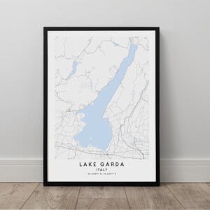 Stampa mappa lago di Garda Poster mappa lago di Garda Stampa artistica lago di Garda Arte murale lago di Garda Stampa murale minimalista lago di Garda Poster regalo lago di Garda
