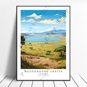 Ngorongoro Crater Print Ngorongoro Crater Poster Ngorongoro Crater Wall Art Tanzania Travel Print Tanzania Art Poster Christmas Gift Print