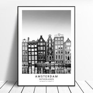 Amsterdam Travel Print Minimalist Amsterdam Art Print Amsterdam Wall Art Amsterdam Houses Poster Amsterdam Poster Amsterdam Gift Print