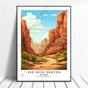 Red Rock Canyon Print Nevada Poster Red Rock Wall Poster Nevada Travel Print Minimalist Mojave Desert Wall Art Christmas Gift