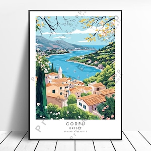 Corfu Travel Print Corfu Poster Colourful Corfu Wall Art Corfu Greece Wall Print Corfu Wall Poster Home Décor Gift Illustration Corfu Art