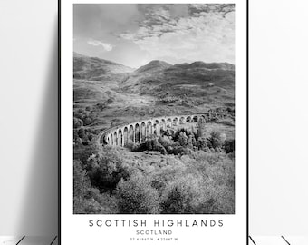 Schotse Hooglanden Print Schotse Hooglanden Wall Art Zwart-wit Schotse Hooglanden Poster Minimalistische Schotse Hooglanden Muurafdrukken